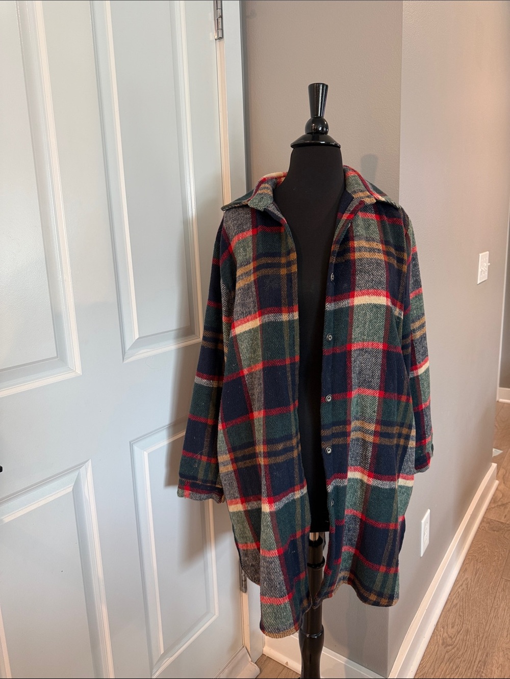 ADORA Navy Green Red Plaid shacket